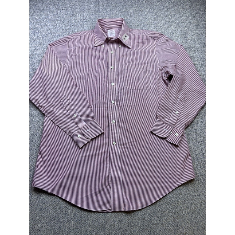 Brooks Brothers Shirt Mens 15 2/3 Regular Fit Red Striped Long Sleeve‎ Button Up